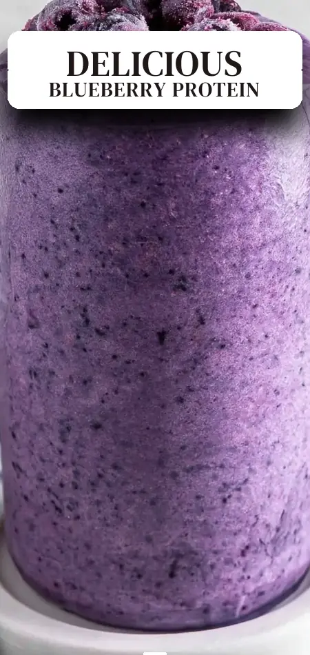 Pinterest pin (Design 2) for Blueberry Protein Shake (High Protein Smoothie)