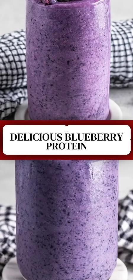 Pinterest pin (Design 3) for Blueberry Protein Shake (High Protein Smoothie)