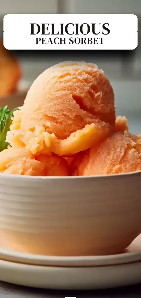 Pinterest pin (Design 2) for Smooth Sugar Free Peach Sorbet
