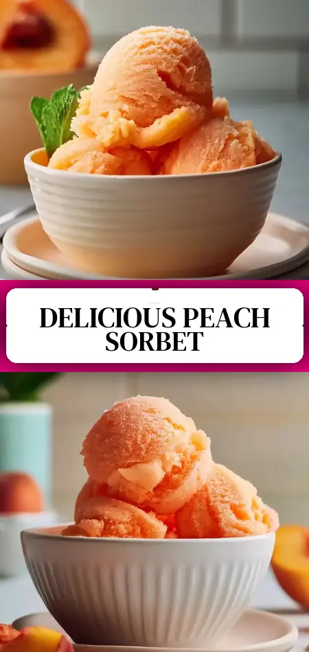 Pinterest pin (Design 3) for Smooth Sugar Free Peach Sorbet
