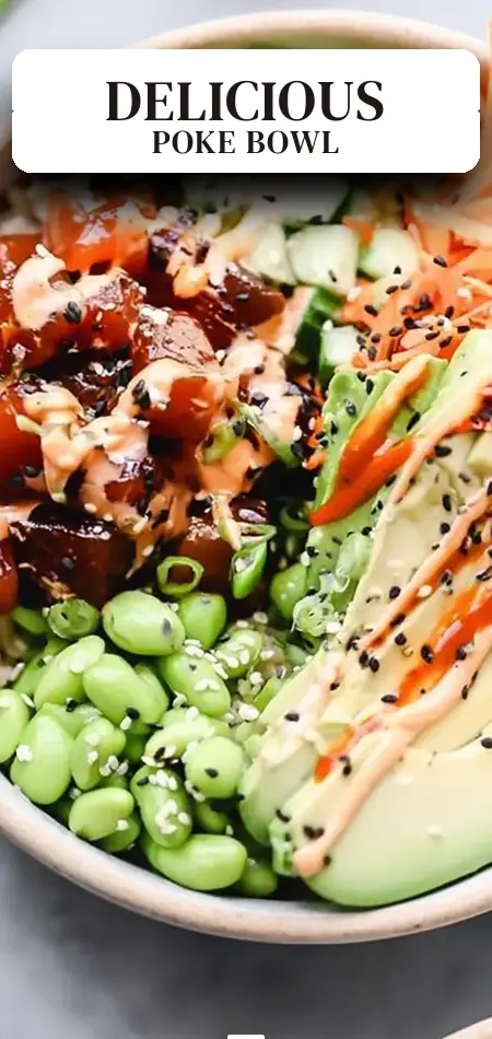 Pinterest pin (Design 2) for Poke Bowl Recipe