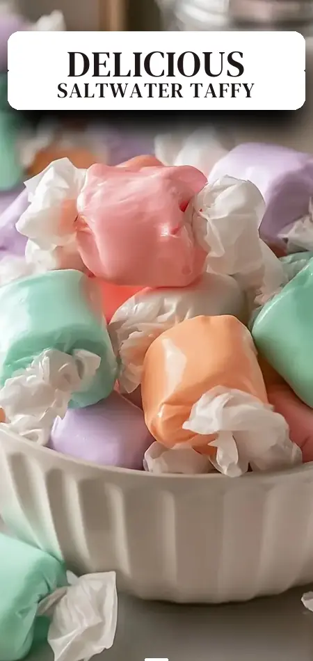 Pinterest pin (Design 2) for Homemade Saltwater Taffy Rolls