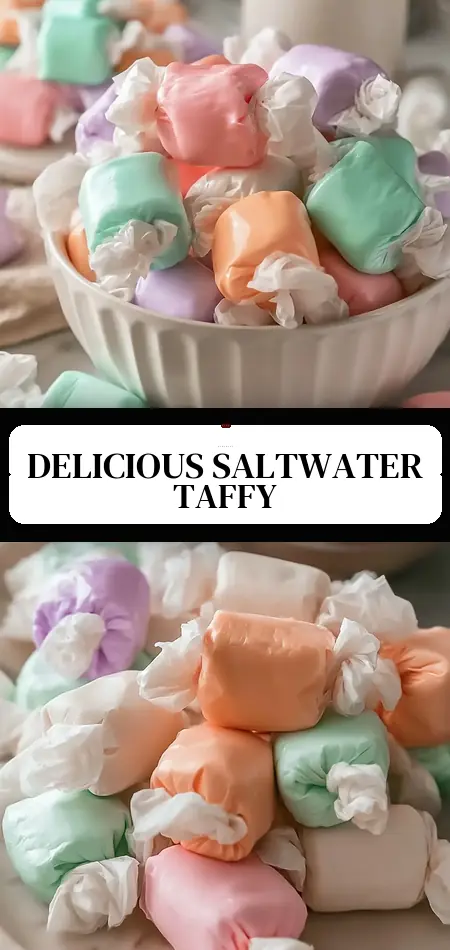 Pinterest pin (Design 3) for Homemade Saltwater Taffy Rolls