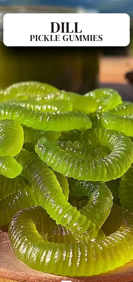Pinterest pin (Design 2) for Homemade Dill Pickle Gummy Worms