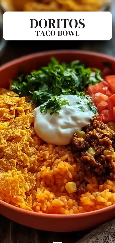 Pinterest pin (Design 2) for Taco Rice Bowl with Doritos
