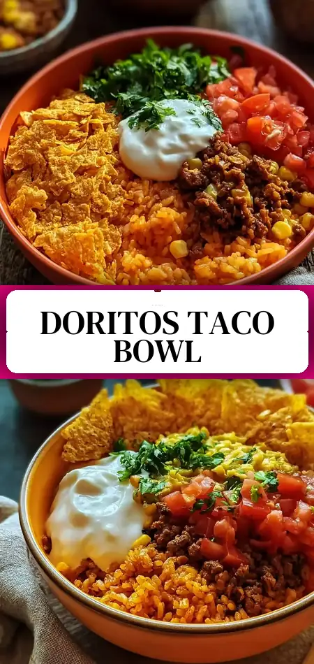 Pinterest pin (Design 3) for Taco Rice Bowl with Doritos