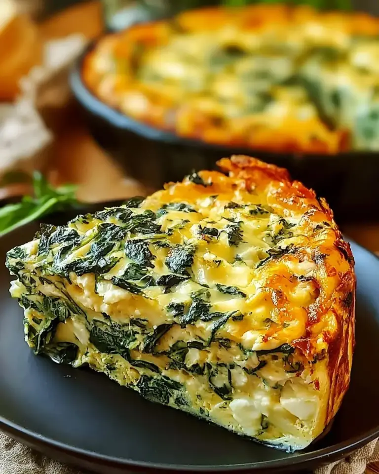 A delicious plate of Delicious Cottage Cheese and Spinach Crustless Quiche Recipe