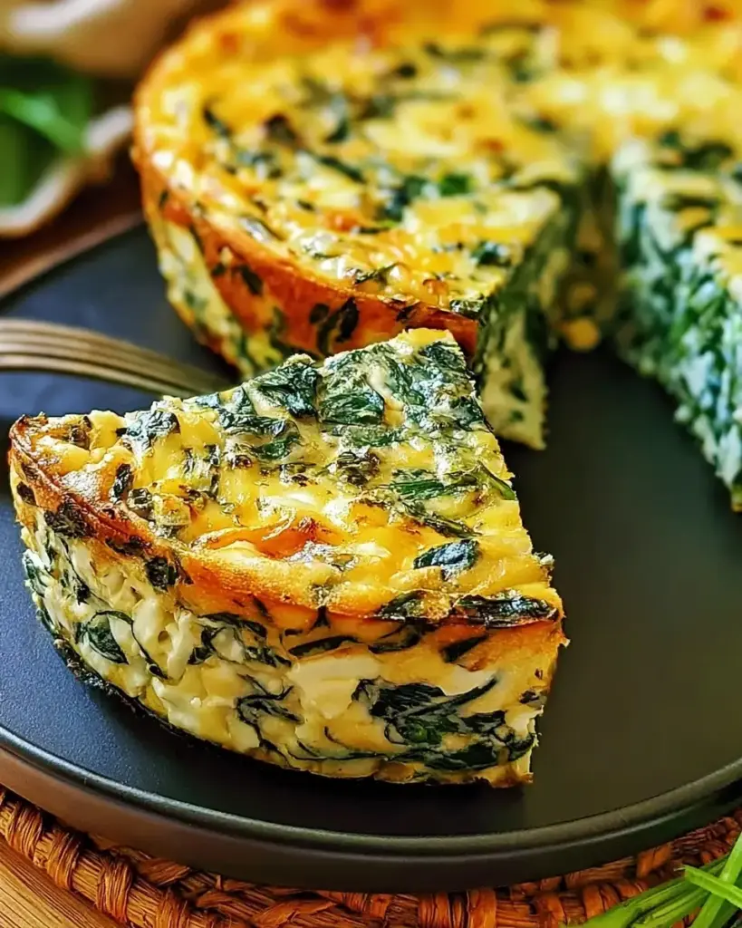 A delicious plate of Delicious Cottage Cheese and Spinach Crustless Quiche Recipe