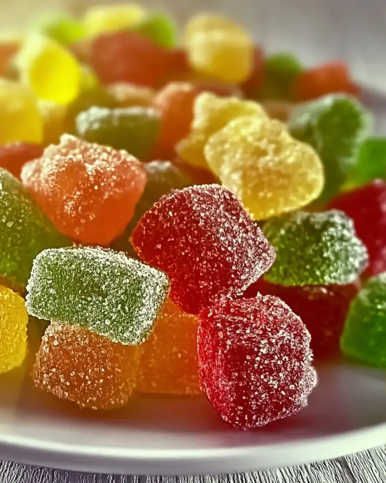 A delicious plate of Delicious Homemade Sour Patch Kids with Fresh Fruit Flavors