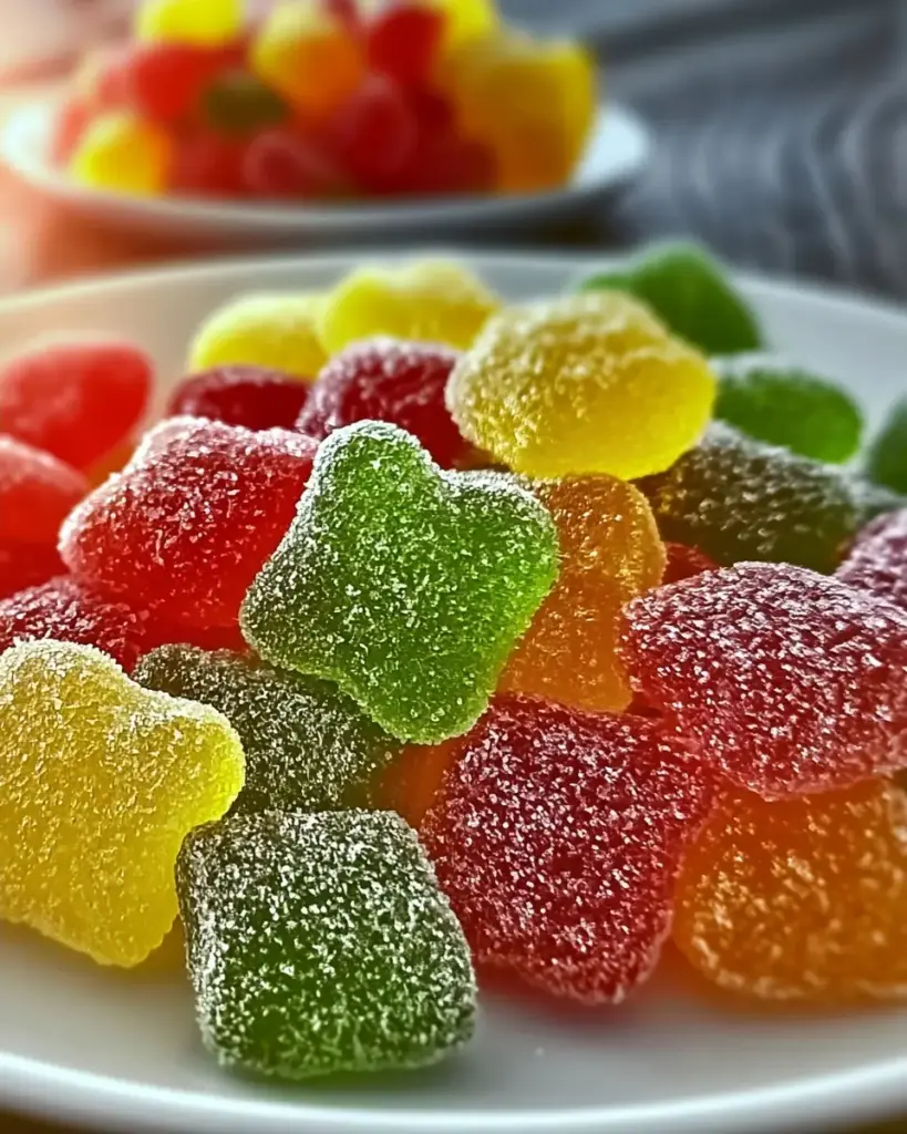 A delicious plate of Delicious Homemade Sour Patch Kids with Fresh Fruit Flavors