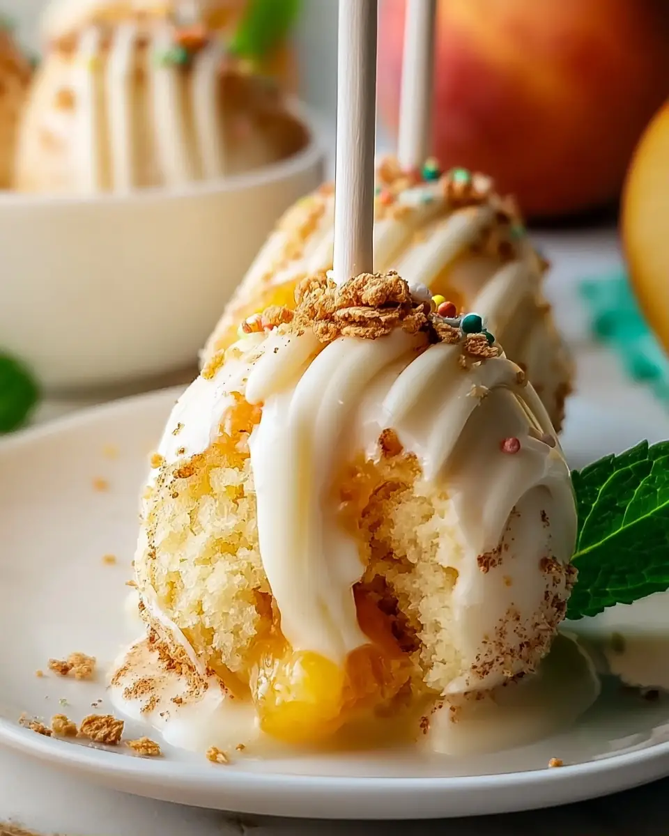 A delicious plate of Delicious Peach Cobbler Cake Pops Recipe You’ll Love!