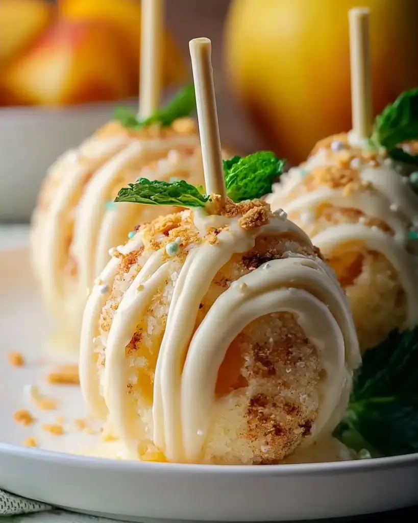 A delicious plate of Delicious Peach Cobbler Cake Pops Recipe You’ll Love!