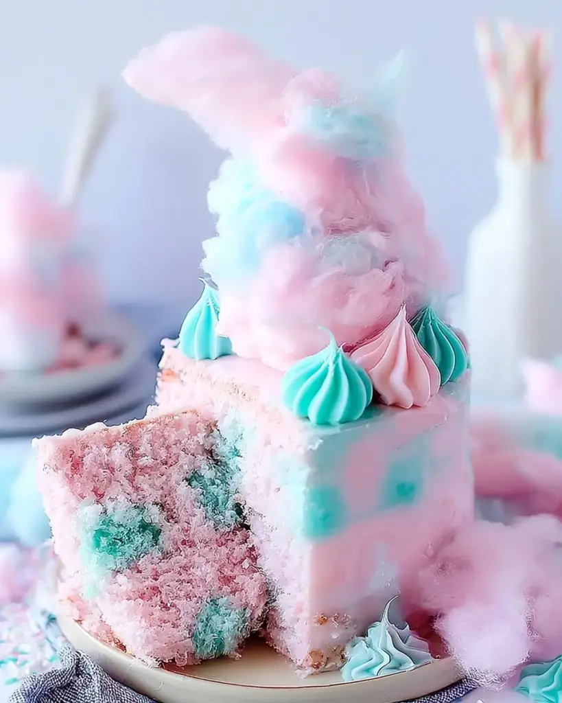 A delicious plate of Delightful Fluffy Cotton Candy Cake: Easy Recipe for Fun Treats