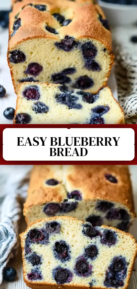 Pinterest pin (Design 3) for 5 Ingredient Blueberry Bread