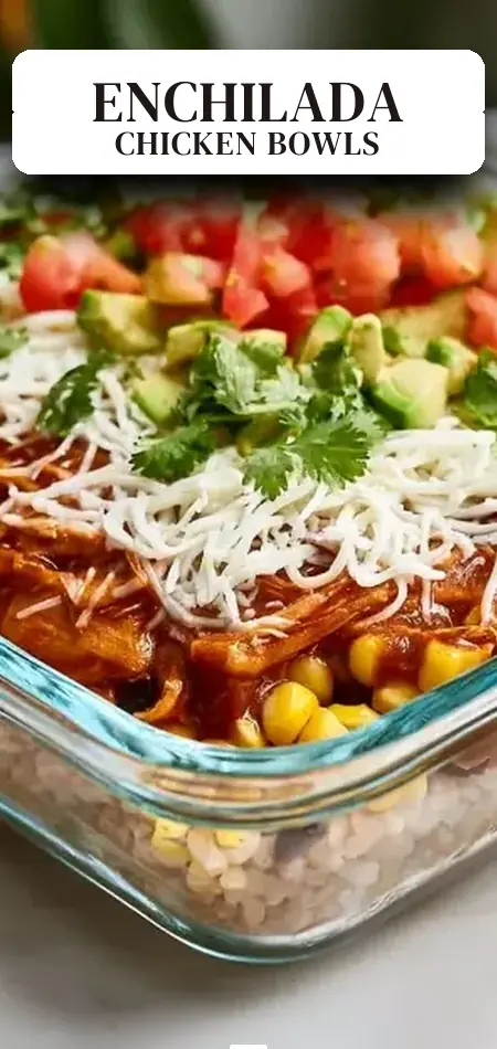 Pinterest pin (Design 2) for Chicken Enchilada Bowls