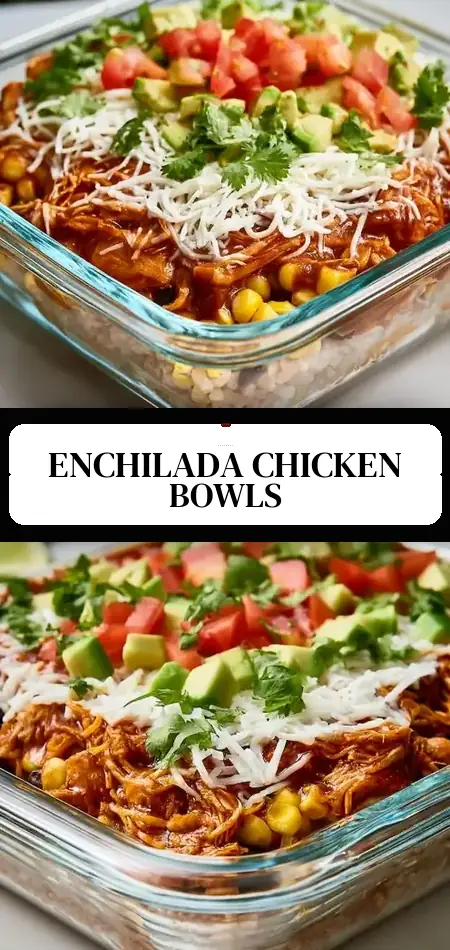 Pinterest pin (Design 3) for Chicken Enchilada Bowls