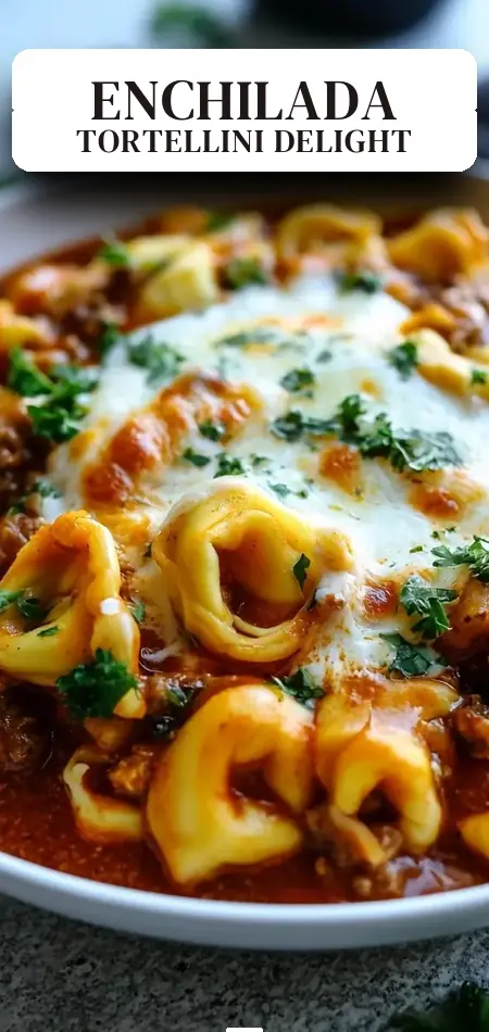 Pinterest pin (Design 2) for Beef Enchilada Tortellini-Quick Family Meals