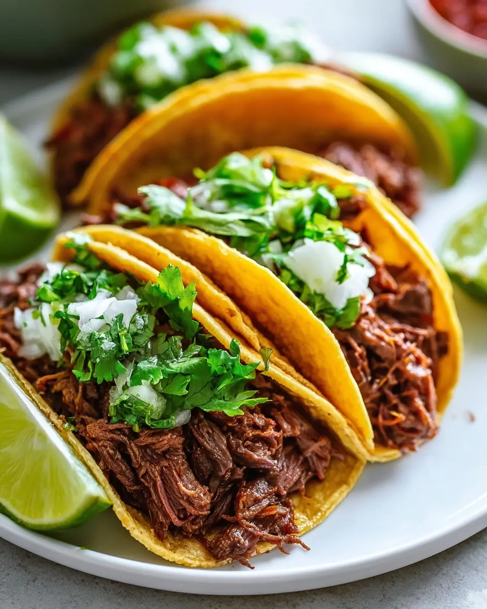 A delicious plate of Easy Crock Pot Shredded Beef Tacos – Slow Cooker Perfection