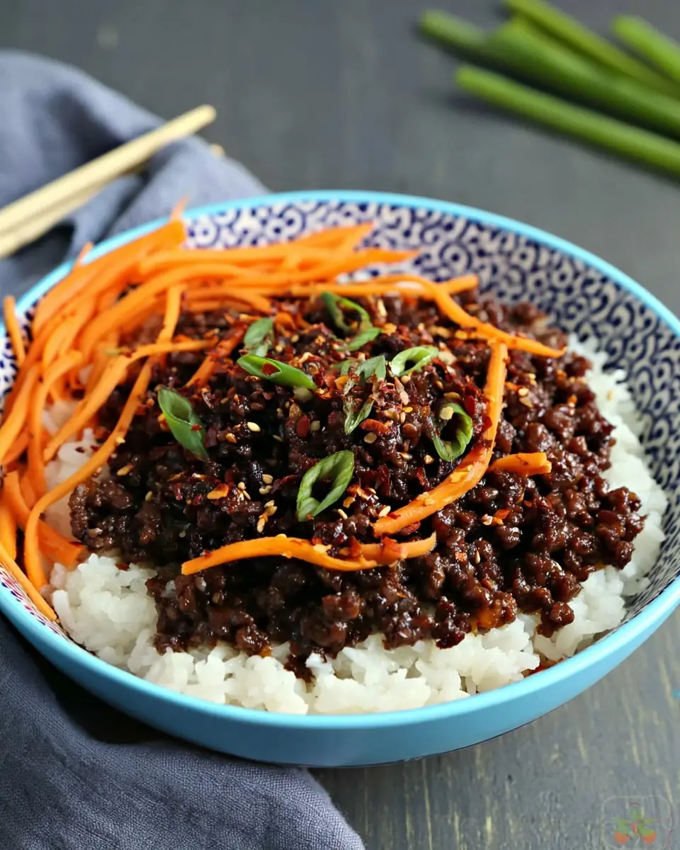 A delicious plate of Easy Korean Beef Rice Bowls