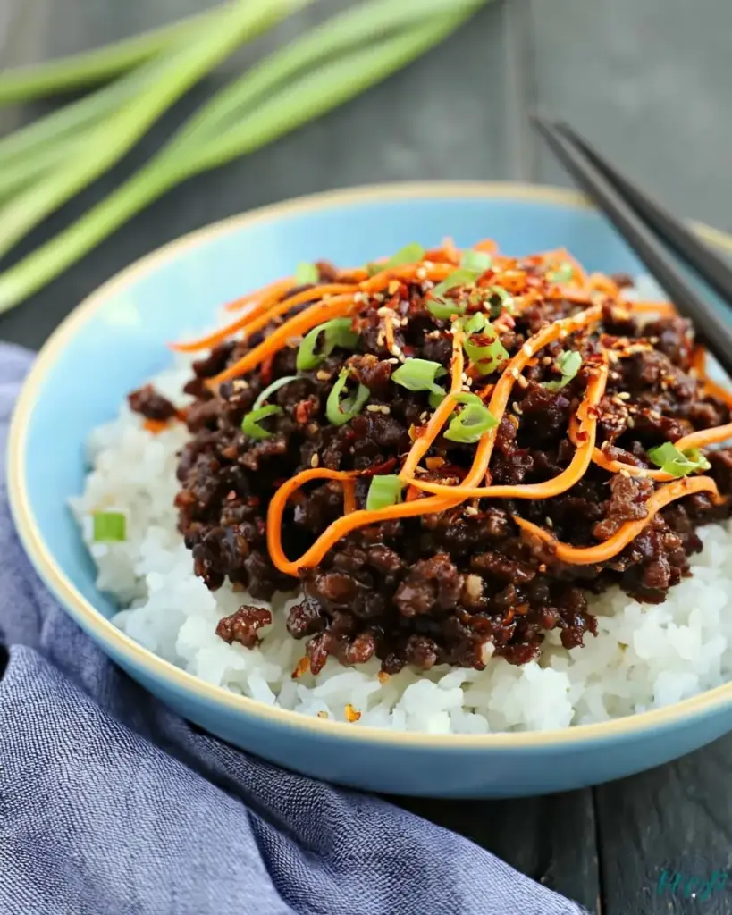 A delicious plate of Easy Korean Beef Rice Bowls