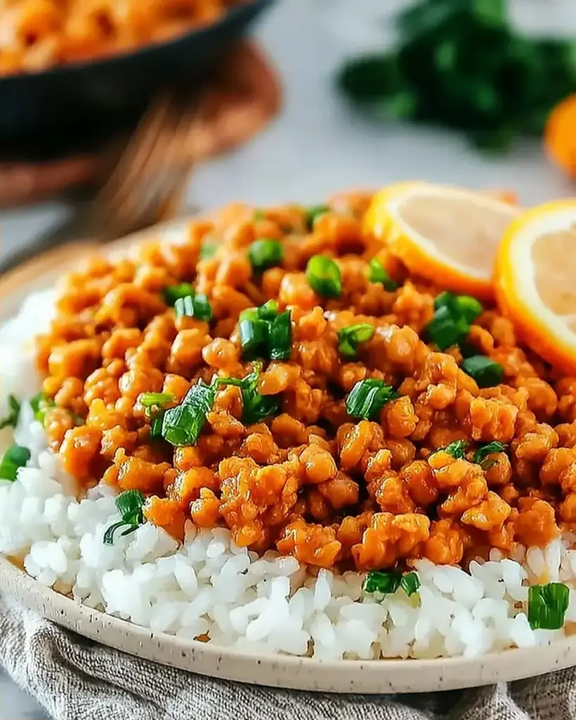 A delicious plate of Easy Orange Ground Chicken Recipe (25-Minutes)