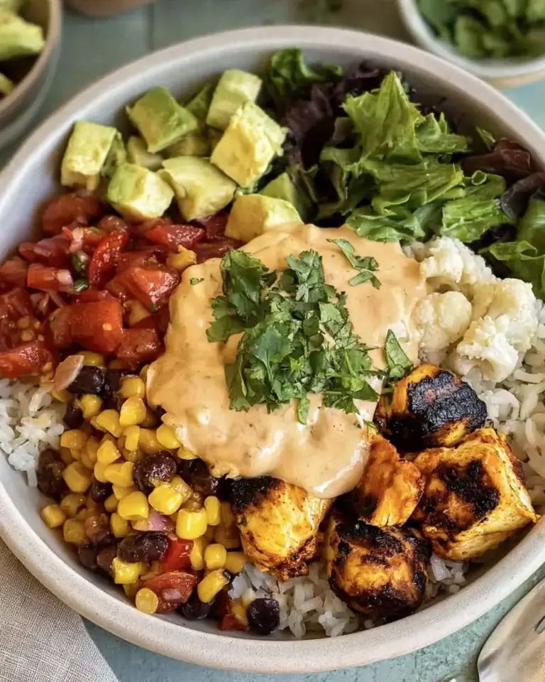 A delicious plate of Easy Southwest Chicken Burrito Bowls (Meal Prep)