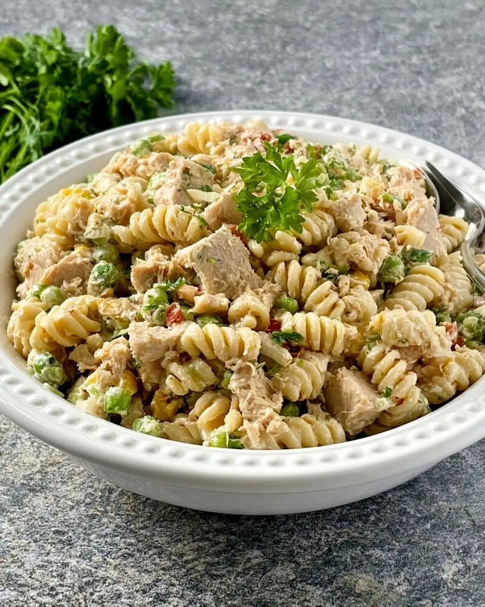 A delicious plate of Easy Tuna Pasta Salad