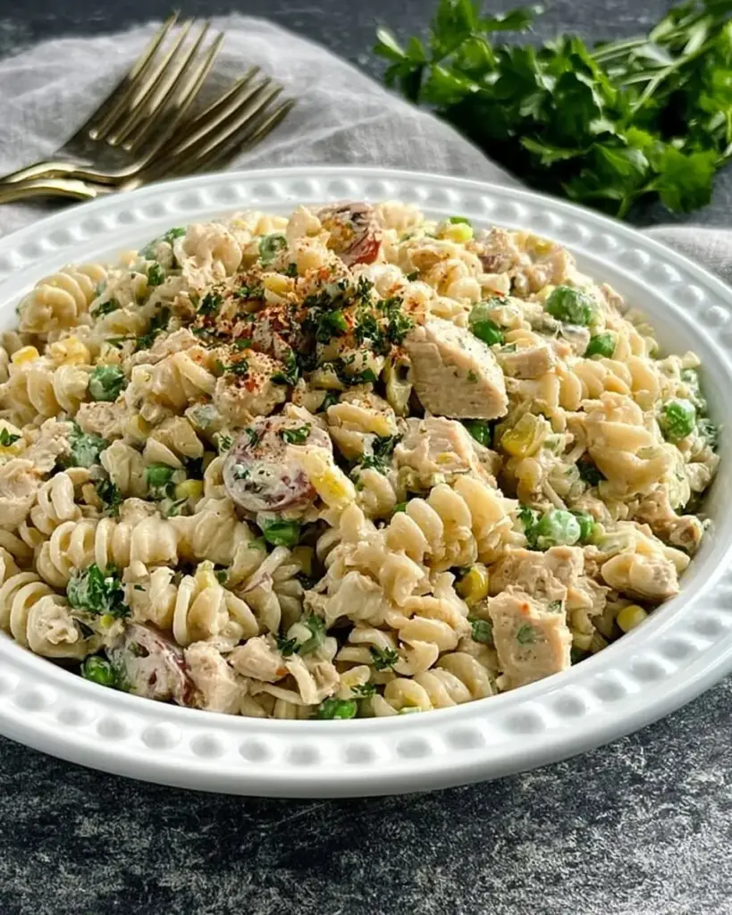 A delicious plate of Easy Tuna Pasta Salad