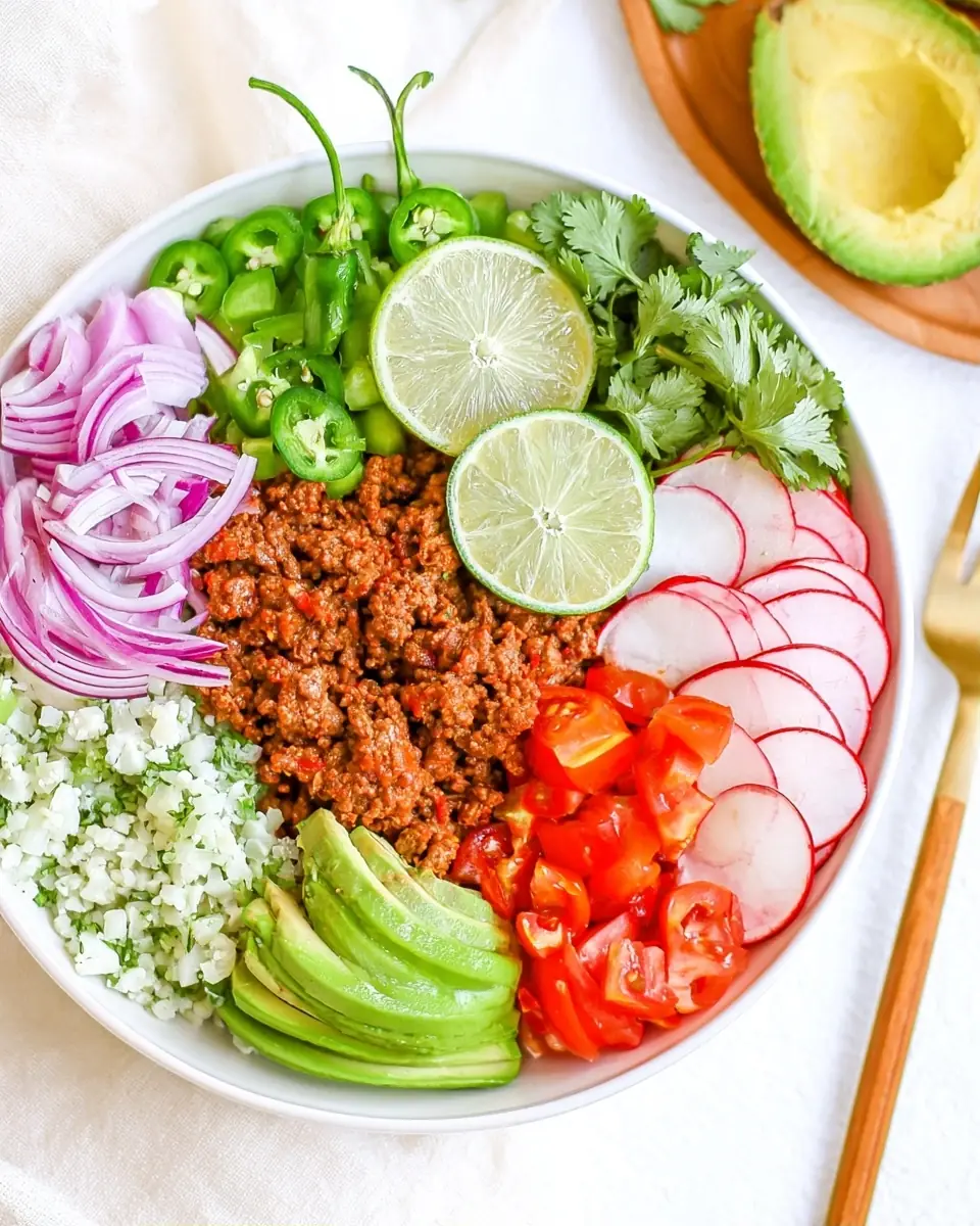 A delicious plate of Easy Whole30 Taco Bowls