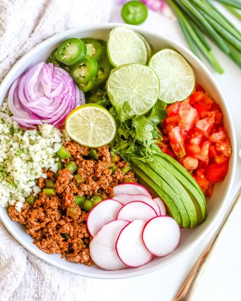 A delicious plate of Easy Whole30 Taco Bowls
