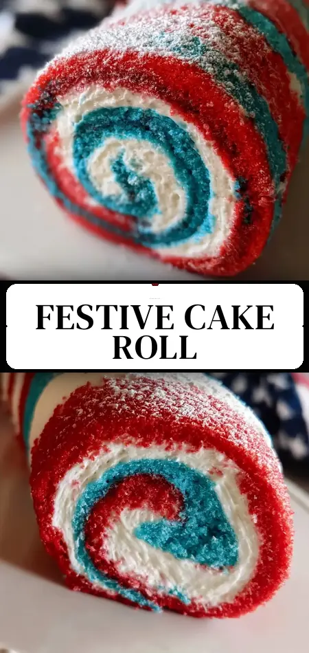 Pinterest pin (Design 3) for 4th of July Cake Roll