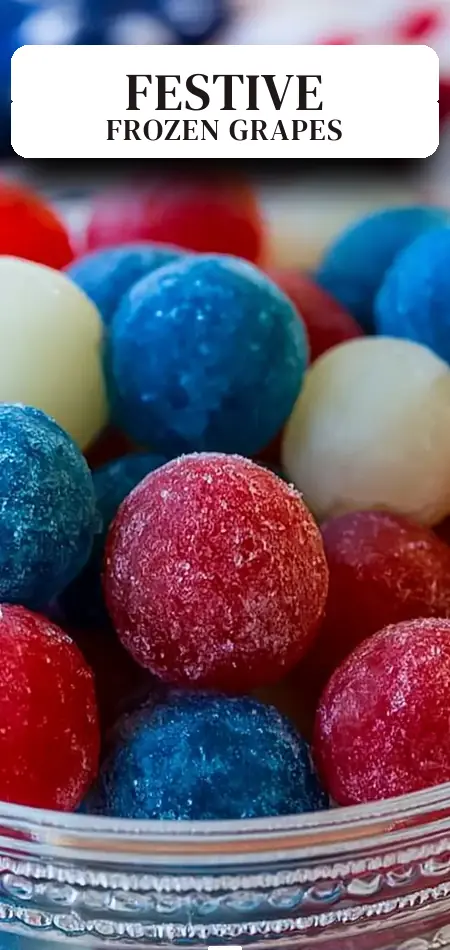 Pinterest pin (Design 2) for 4th of July Frozen Jello Grapes: The Best Refreshing Treat