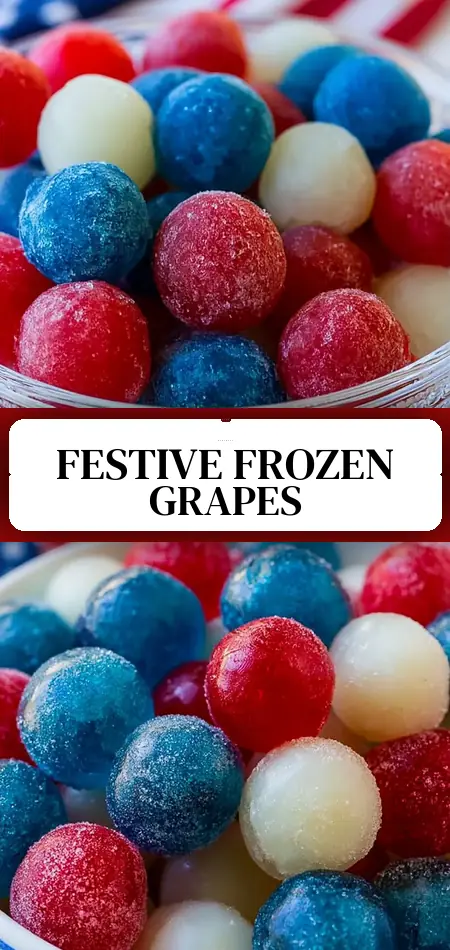 Pinterest pin (Design 3) for 4th of July Frozen Jello Grapes: The Best Refreshing Treat