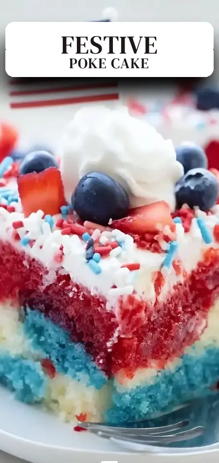 Pinterest pin (Design 2) for Patriotic Poke Cake