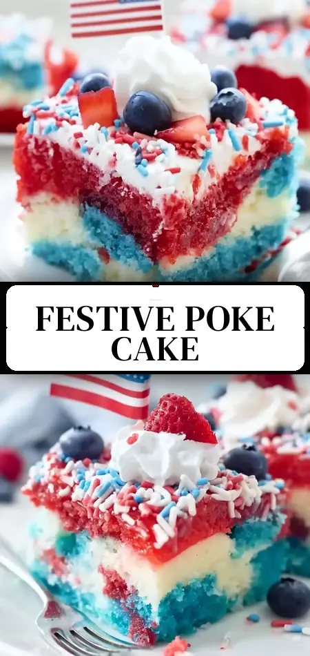 Pinterest pin (Design 3) for Patriotic Poke Cake