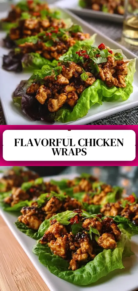 Pinterest pin (Design 3) for Sesame Ginger Chicken Lettuce Wraps: Irresistibly Flavorful Delight