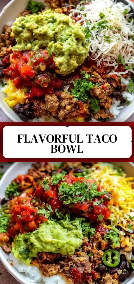 Pinterest pin (Design 3) for Taco Rice Bowl