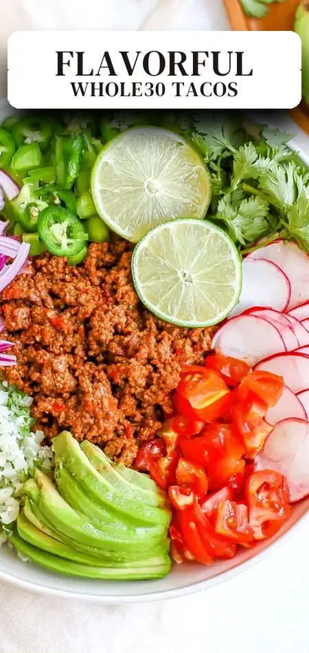 Pinterest pin (Design 2) for Easy Whole30 Taco Bowls