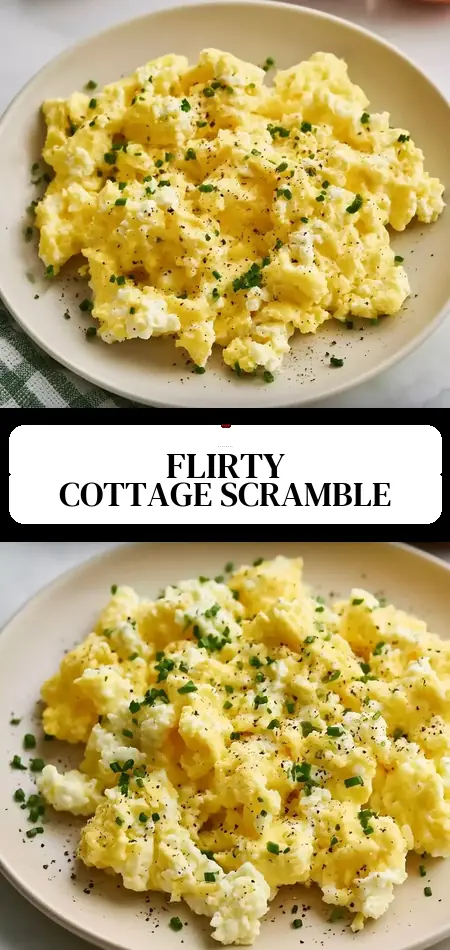 Pinterest pin (Design 3) for Cottage Cheese Scrambled Eggs - FlirtyFood