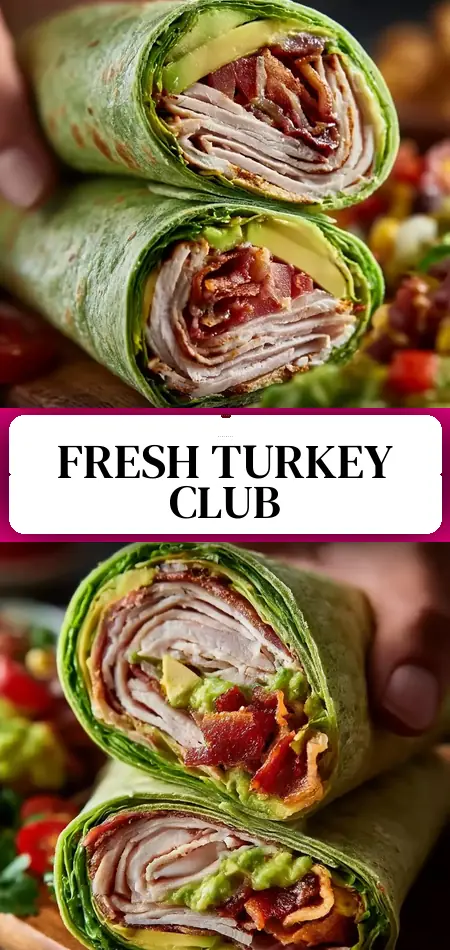 Pinterest pin (Design 3) for California Turkey Club Wraps: A Deliciously Fresh Twist!