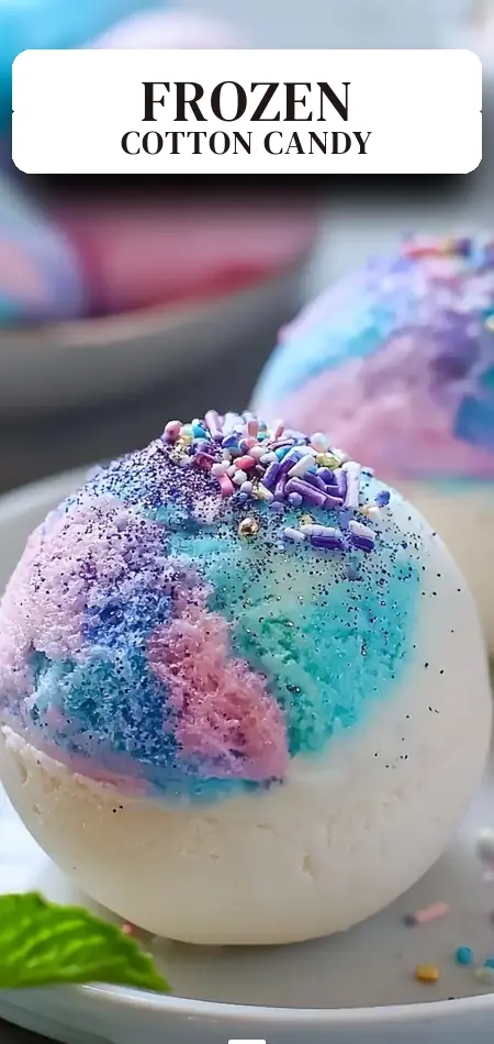 Pinterest pin (Design 2) for Easy No-Bake Frozen Cotton Candy Cheesecake Bombs Treat