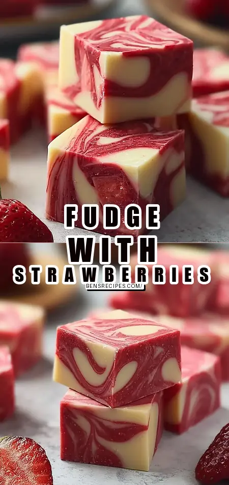 Pinterest pin (Design 1) for Strawberry Swirl Fudge