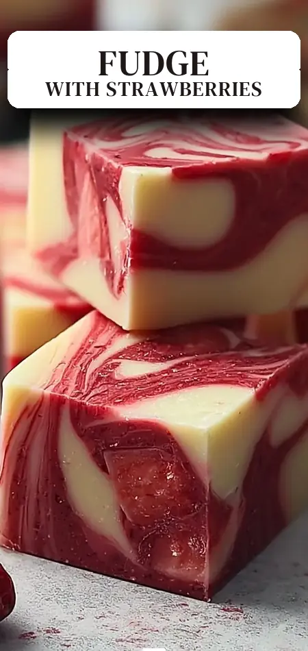 Pinterest pin (Design 2) for Strawberry Swirl Fudge