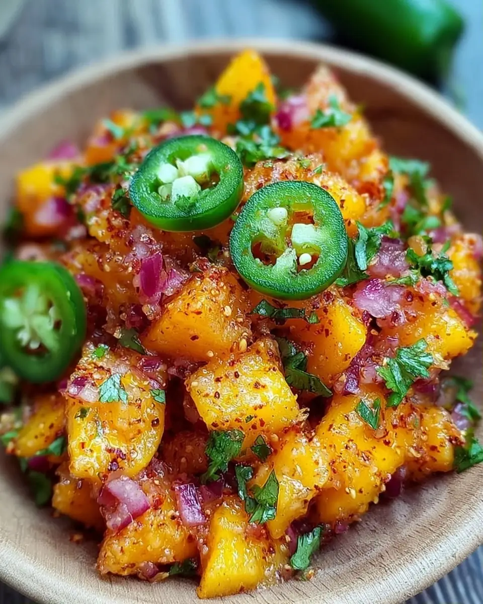 A delicious plate of Fresh Georgia Peach Salsa with Jalapeño