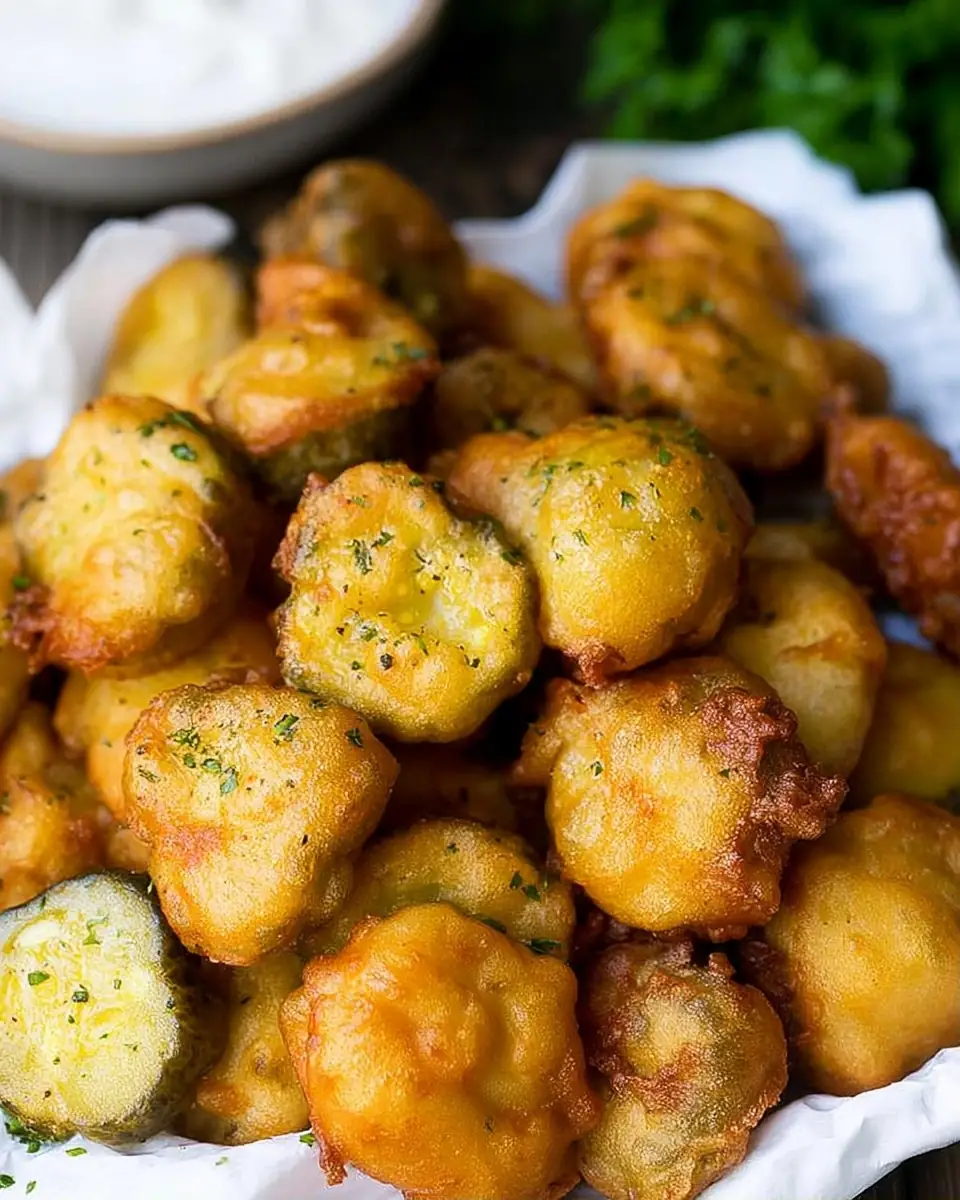 A delicious plate of Fried Pickles