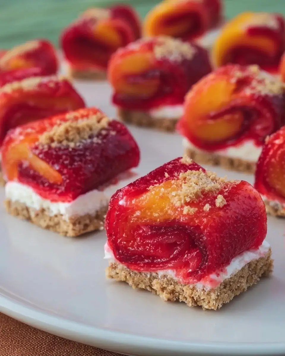 A delicious plate of Fruit Roll-Ups Cheesecake Bites: Easy Cold Treats to Indulge In