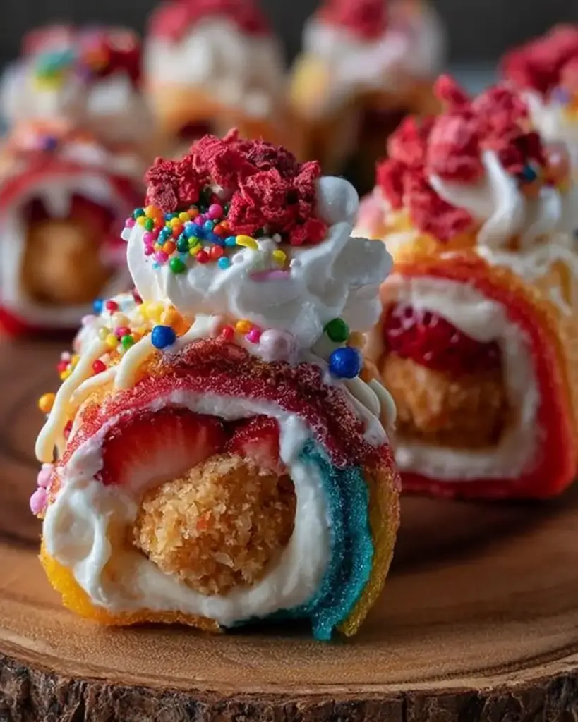 A delicious plate of Fruit Roll-Ups Cheesecake Bites
