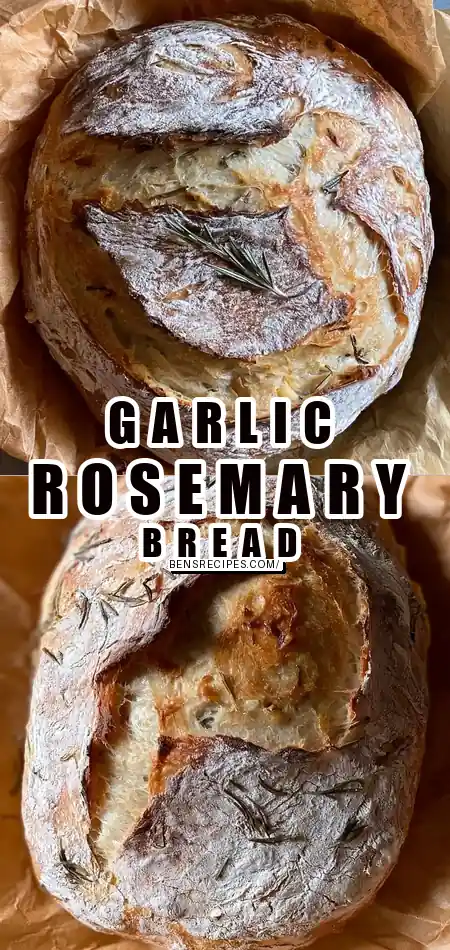 Pinterest pin (Design 1) for Rosemary and Roasted Garlic Artisan Bread