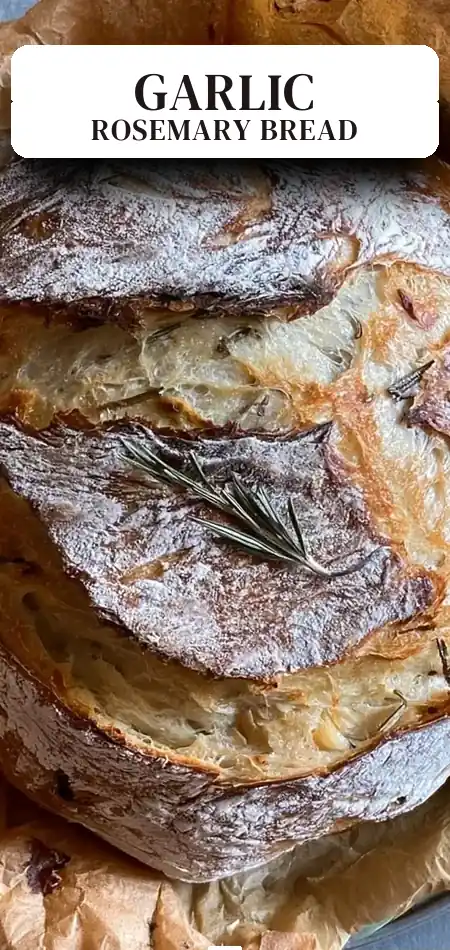 Pinterest pin (Design 2) for Rosemary and Roasted Garlic Artisan Bread
