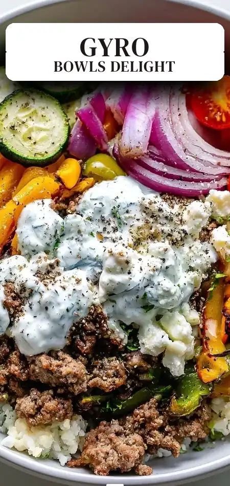 Pinterest pin (Design 2) for Ground Beef Gyro Bowls in Just 30 Minutes: Deliciously Easy!